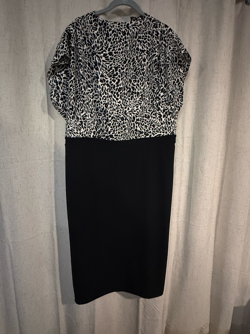 Express Black and White Animal Print Midi Dress
